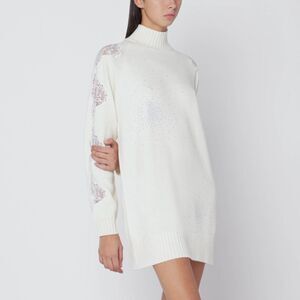 Giuseppe Di Morabito White Turtleneck Dress In Wool Women